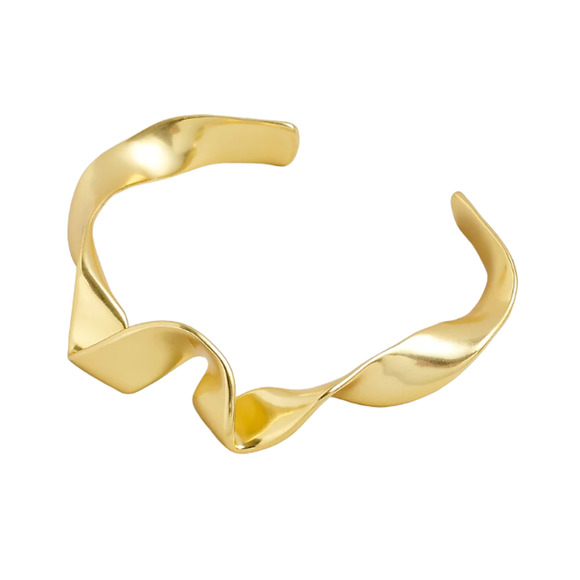 NWT Madewell Gold Twisted Ribbon Cuff Bracelet - Picture 1 of 6